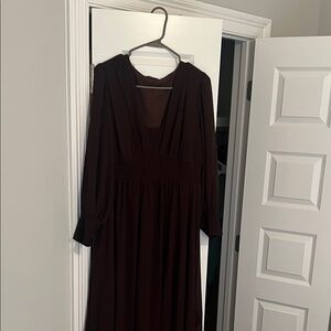 Baltic Born Elegant Dark Brown Long Sleeve Dress
